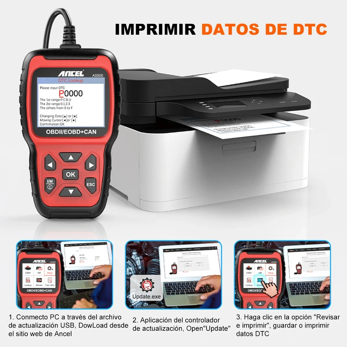 ANCEL AS500 OBD2 Automotive Scanner Full OBDII Engine Check Code Reader Multilingual OBD 2 Auto Diagnostic Scanner Free Update 6