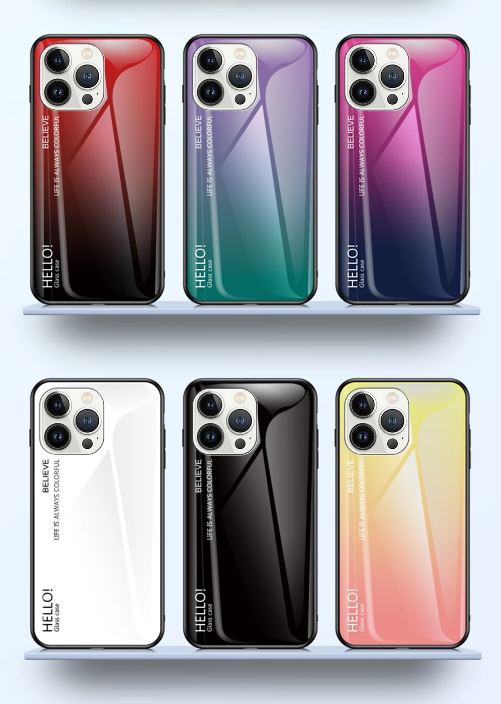 Gradient Glass Phone Case For Iphone, Stylish Protective Cover_voghion.com