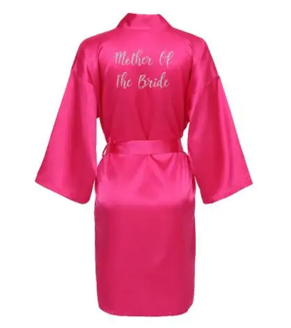Silk Bride Robes Bridesmaid Sexy Robes Bridal Bath Robe Hot Pink Silver Matte Printing White Short Silk Robe