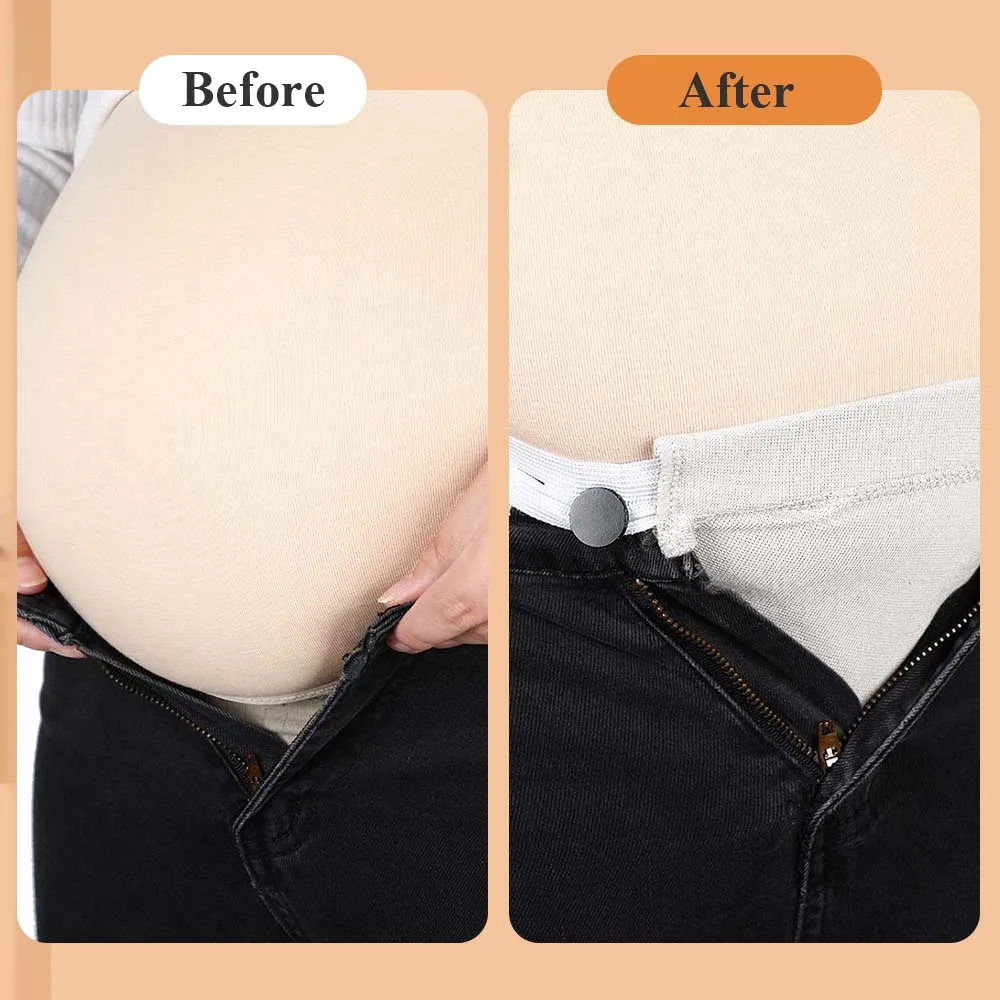 5Pcs Pregnancy Adjustable Extender Waist Band Pants Jeans Elastic Waistband Belt with Extend Button Garment Accessories 3