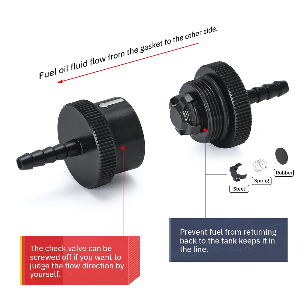 WLR-1/8" 4mm Non Return One Way Fuel Check Valve Aluminum Alloy Petrol Diesel WLR-FCV04