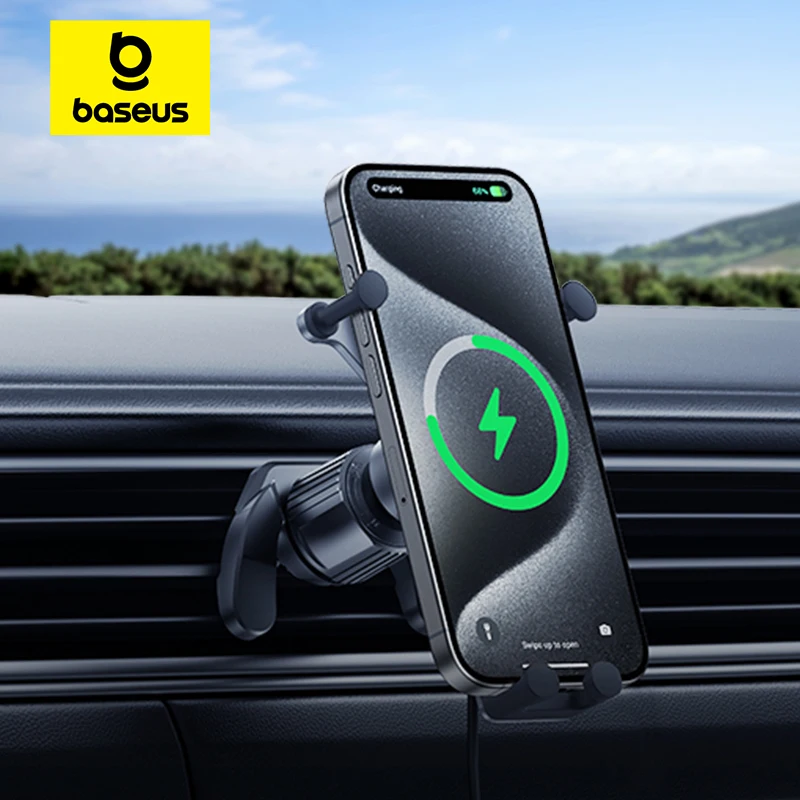 Phone Holder Baseus 15W Car Phone Holder Wireless Charging Stand Air Vent Gravity Telephone Mount for iPhone 14 Samsung Xiaomi Mobile Support
