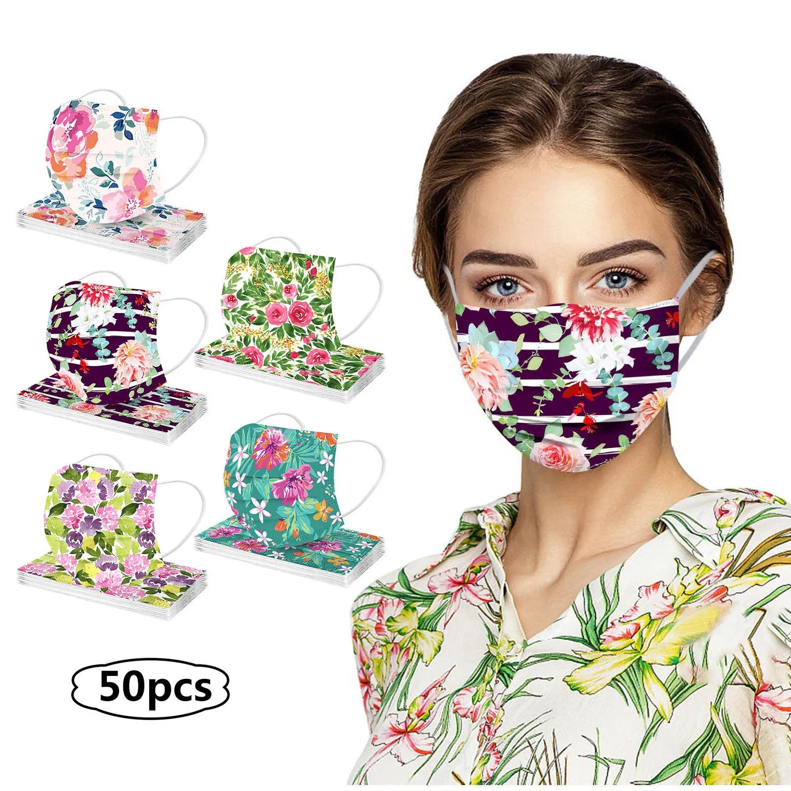 

Flower Print For Protection Face Mask Disposable Earloop Mask Disposable Face Mask Mouth Cover 마스크 маски マスク가면 маска защитная