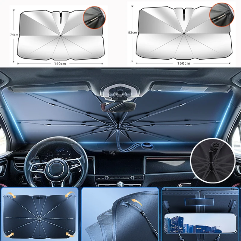 Car Sunshade Umbrella Car Sun Shade Protector Parasol Summer Sun Interior Windshield Protection Accessories For Auto Shading shade sail