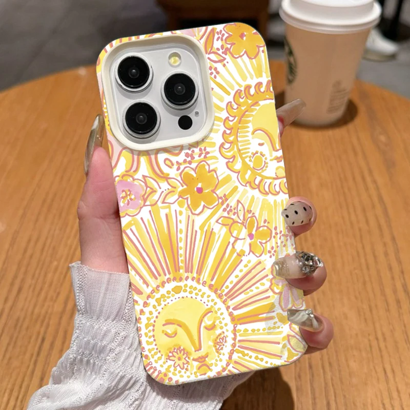 Charming Sun Face Pattern Soft Phone Case – Durable & Stylish Cover