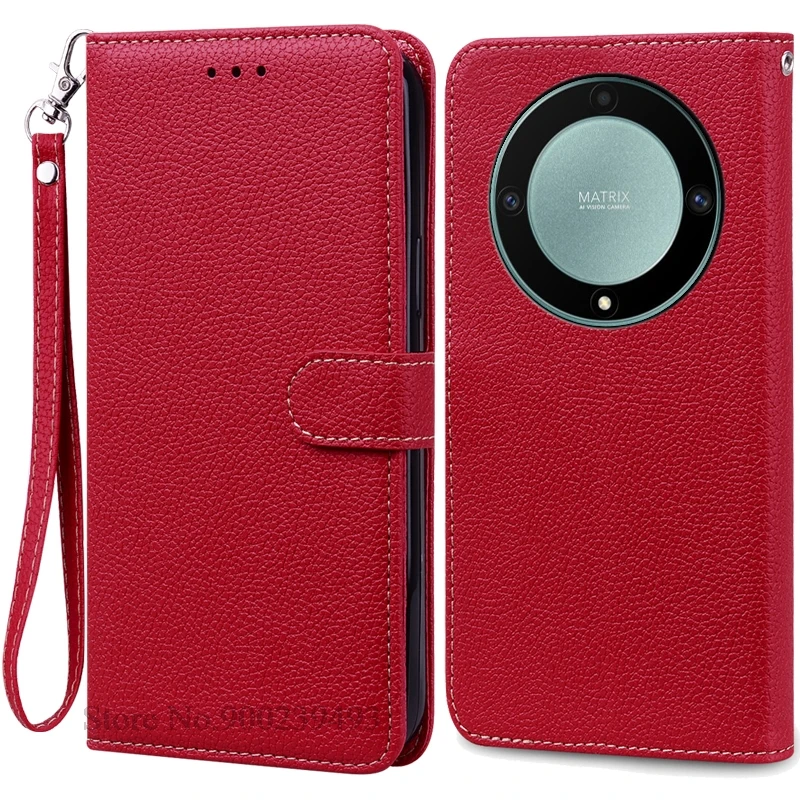 Luxury Leather Flip Wallet Cover for Honor X9A 5G - Premium Silicone Protection