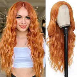 Elegant Ombre Blonde Wavy Lace Wig - 26 Heat - Resistant Curly Style - 1pc (#18)