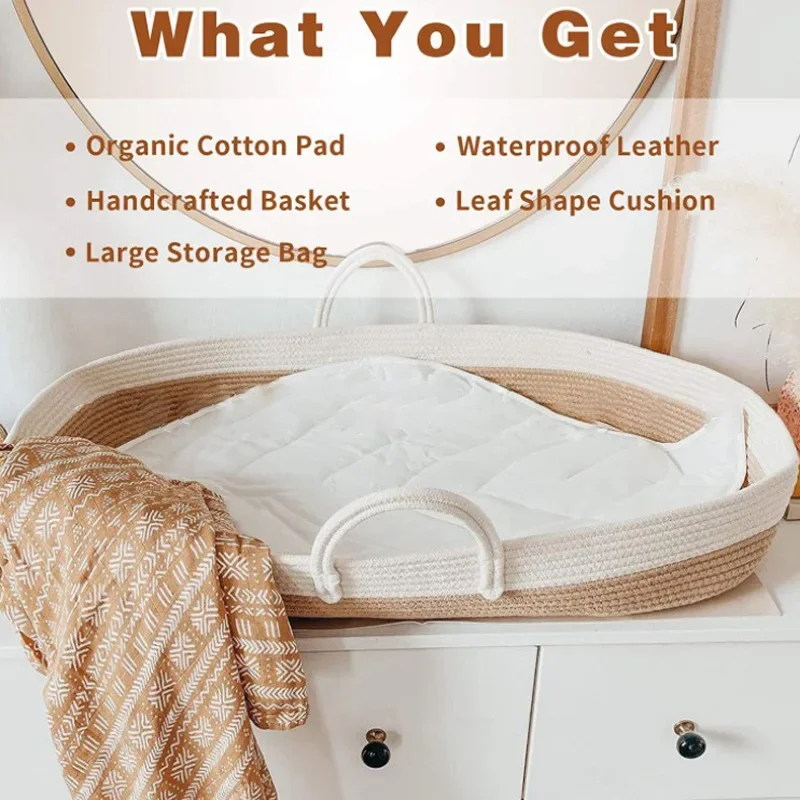 Portable Baby Basket Carrier Cotton Rope Woven Crib Newborn Sleeping Bed Cradle Bassinet Nursery Decoration