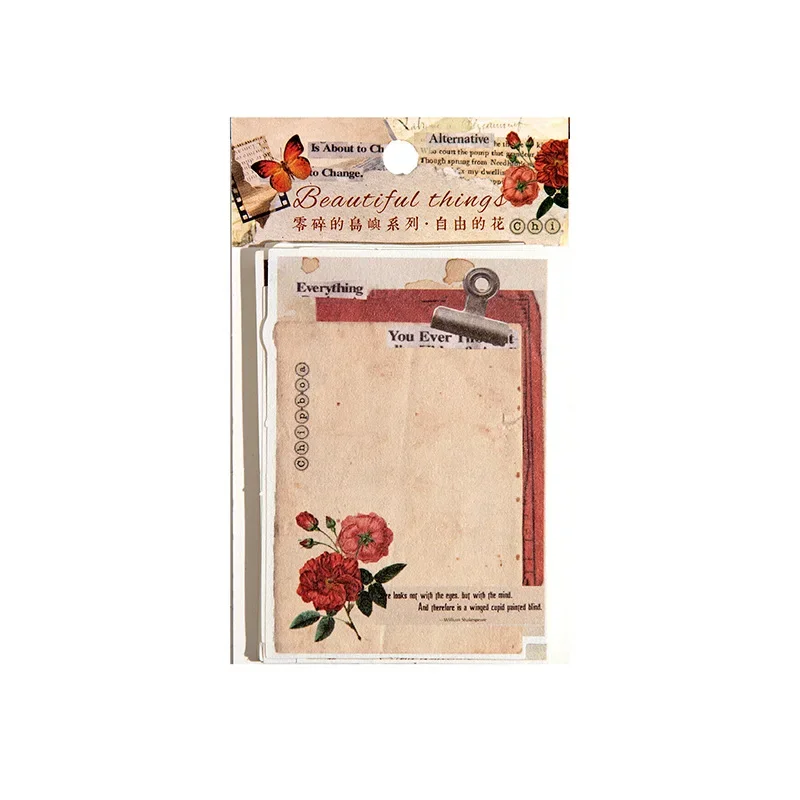 

30Pieces Memo Notes Rose Material Paper Handmade Letter Message literary Backing Decoration Scrapbook Seal 135*85MM