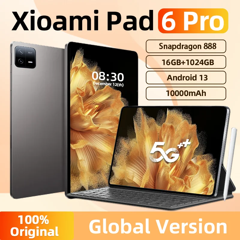 

2024 оригинальные планшетов, ПК Pad 6 Pro, Snapdragon 888, Android 13 HD, 4K, 16 ГБ + 1 ТБ, планшетов с двумя SIM-картами, Wi-Fi, Mi Tab