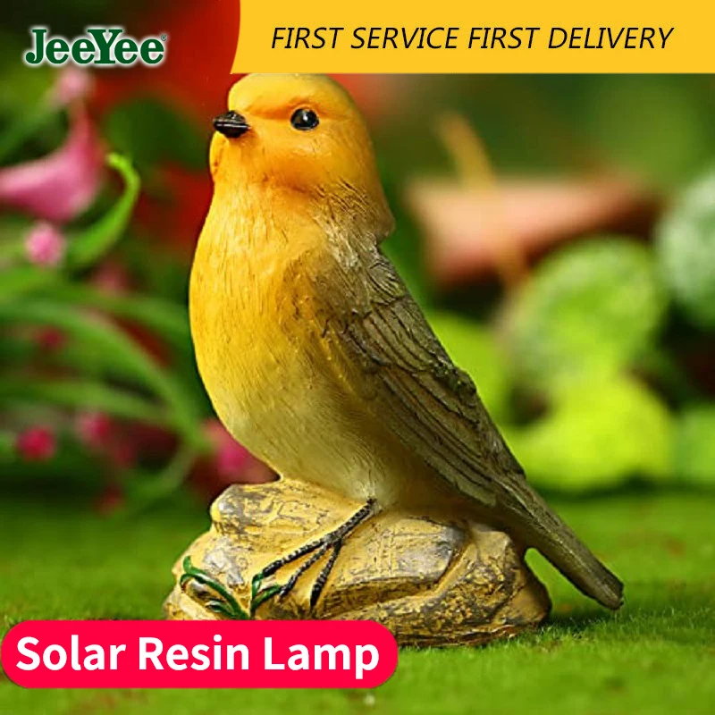 JEEYEE Solar Powered Garden Lamp Resin Decorative Lawn Cute Animal Bird Lamp Kids Birthday Gifts Courtyard Sculptures Craft cat figure neon light led decor lamp sign lights animal store usb