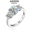 Anziw 3-stone Real 3.6CT Moissanite Wedding Rings for Women 100% S925 Silver Engagement Promise Band Fine Accessories Jewelry 1