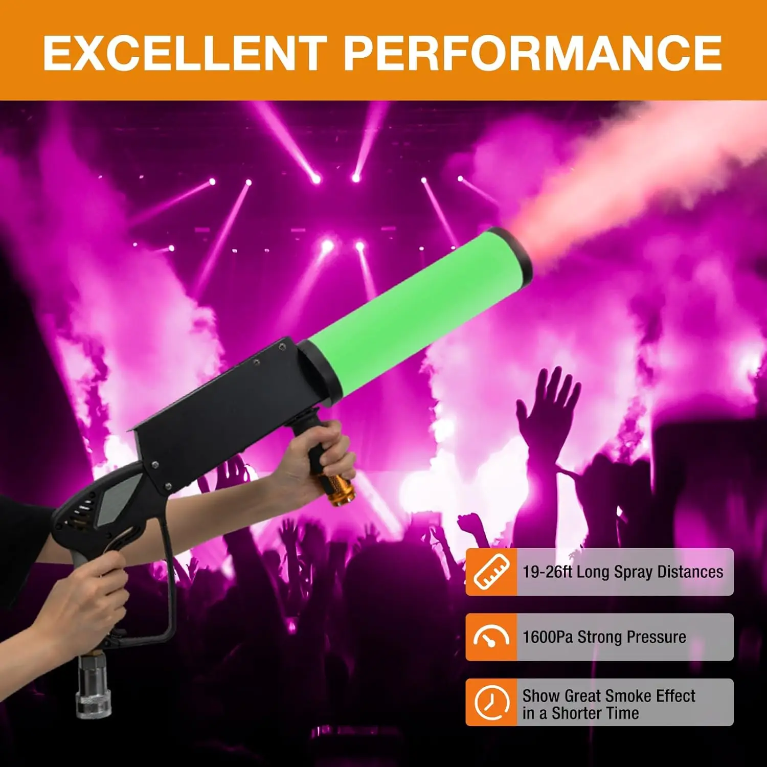 CO2 Handheld Fog Gun Smoke Machine with LED Lights Handheld CO2 Jet Machine with 3 Meter Gas Hose