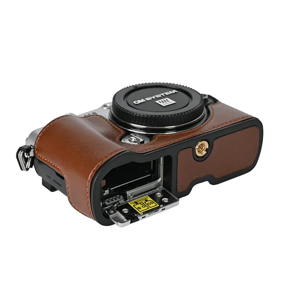 PU Leather Camera Half Body Case for Olympus PEN EP7 E-P7 Battery