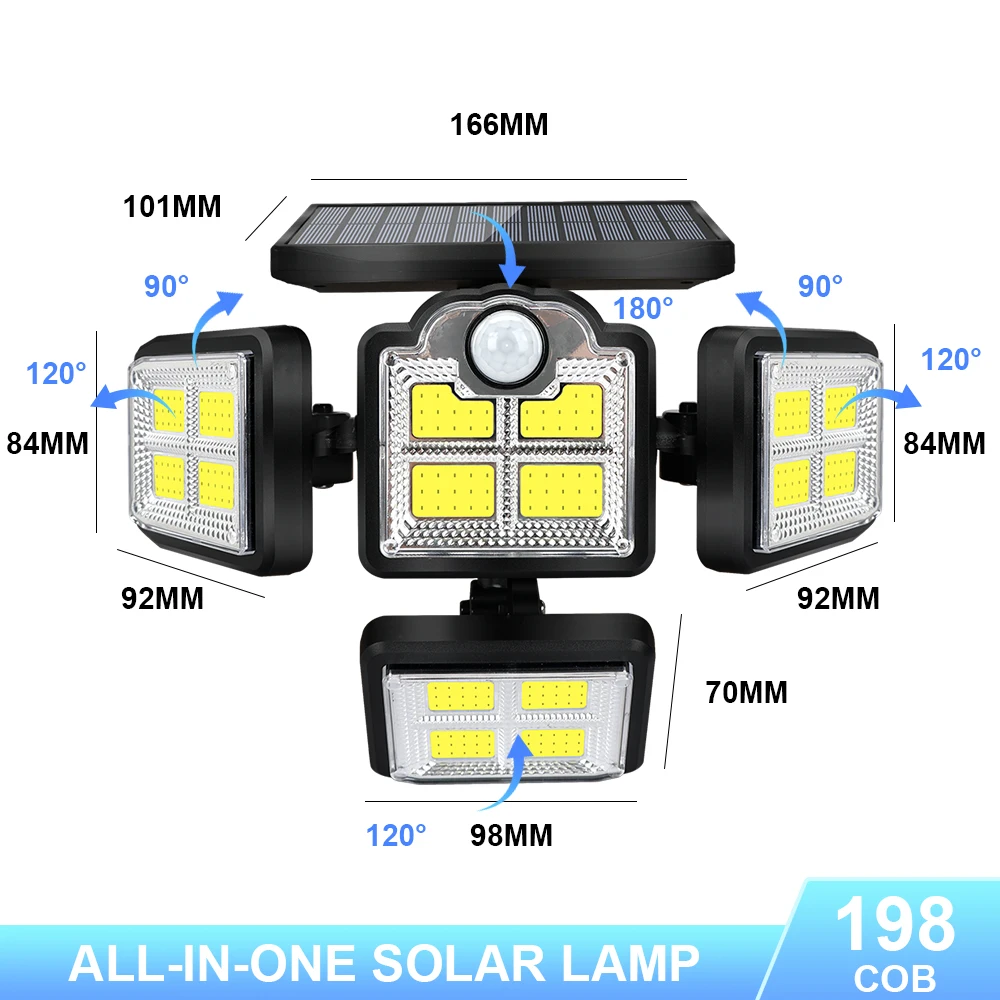 solar powered led lights 40W Solar PIR Motion Sensor Light 198LED Outdoor Garden Wall Lamp 192COB with Remote Waterproof Security Lights 3 Modes Lighting solar flood lights outdoor Solar Lamps