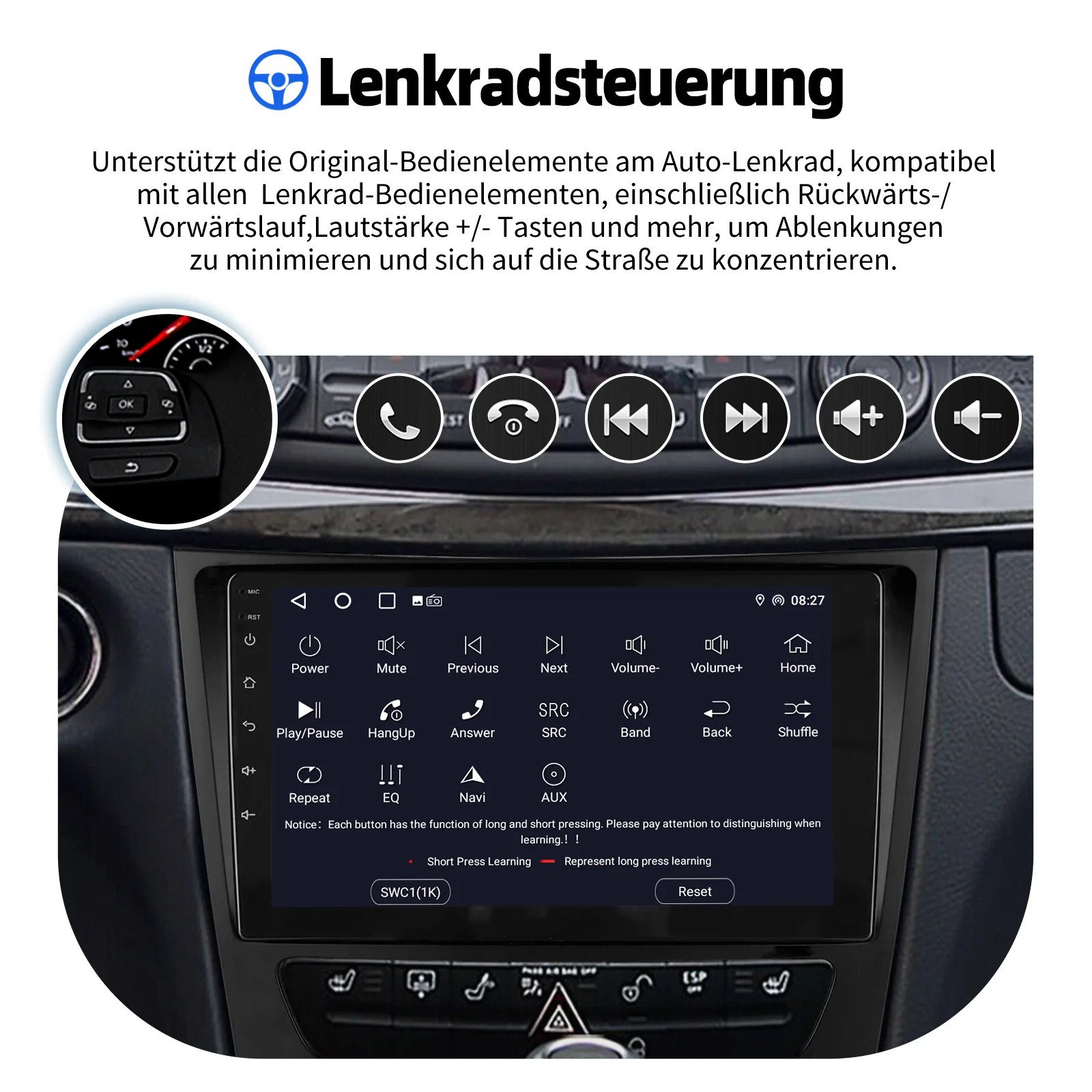ESSGOO 9 Zoll Touchscreen 4 Kerne Android 13 32G/64GB für Mercedes GLS E-Class W211 W219 CarPlay Autoradio Radio GPS Navigation BT FM RDS Multimedia Player Display – Detail 14