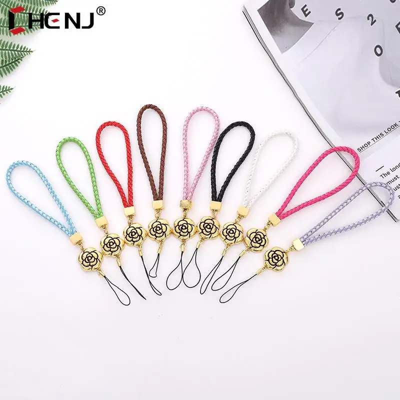 1Pc Plum Blossom Phone Strap Lanyard Keychain Wrist Rope Anti-lost Retro Flowers Plum Blossoms Woven Mobile Phones Straps