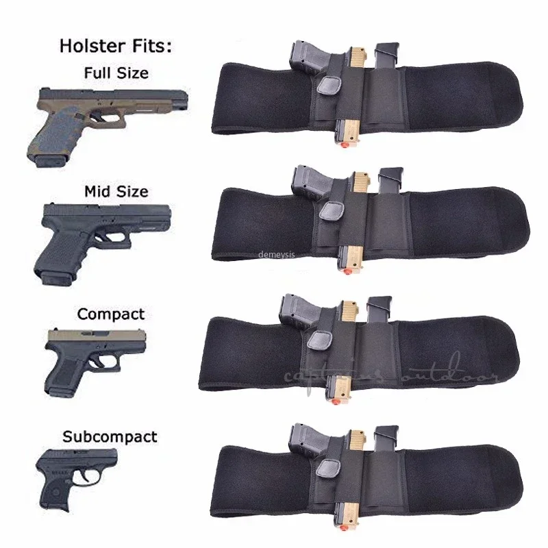 Left / right hand tactical belly band holster universal invisible elastic girdle belt for hunt concealed carry pistol gun pouch pistol holster gun holster hunting holster