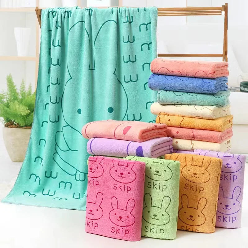 70*140cm Rabbit Microfiber Bath Towel Cute Large Soft Baby Kids Boys Girls Women Towels Beach Swimming Absorbent Wrap Quick Dry 3