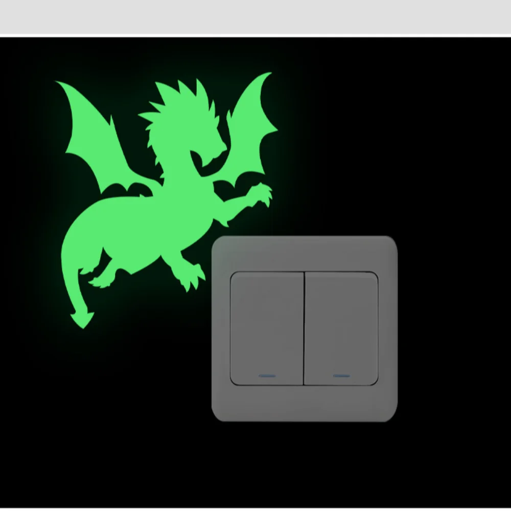 Luminous Glow Switch Sticker Cartoon Cute Home Decor Sticker Animal Glow In The Dark Wall Stickers Room Decoration 1PC