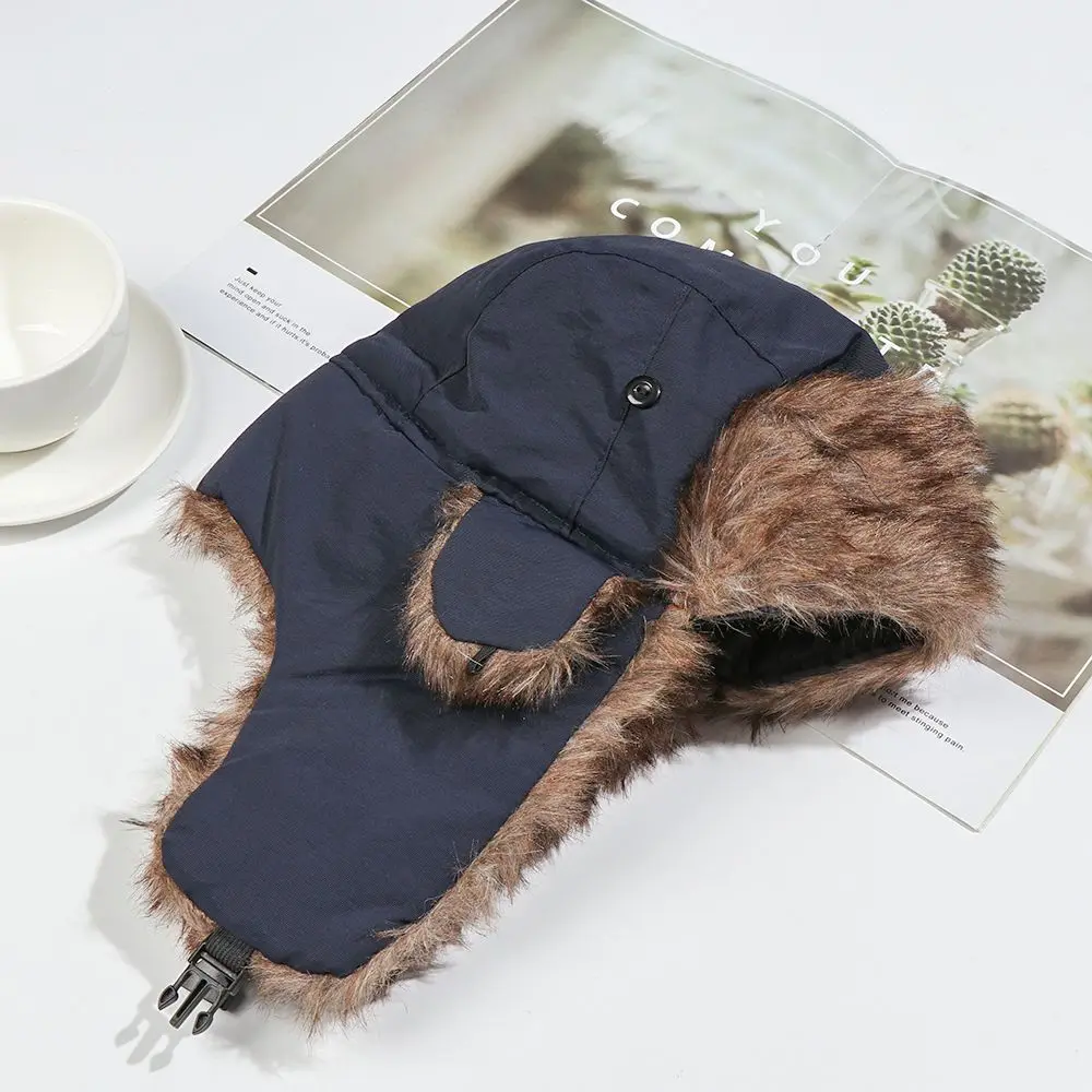 Warme Winter Pelz Earflap Ski Hut Männer Frauen Trapper Hüte Russische Uschanka Hut – Detail 9