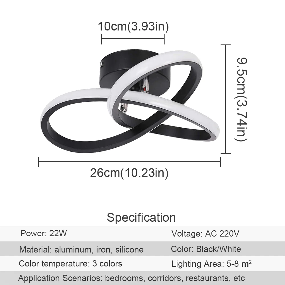 Led Ceiling Light Modern Three Colors 220V Indoor Design Hallway Balcony Aisle Office