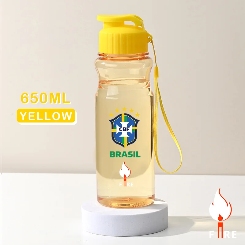 캠핑 하이킹을 위한 스포츠 물병, 야외 플라스틱 투명 BPA 무료 병, 남성용 음료 용품, 브라질 축구공