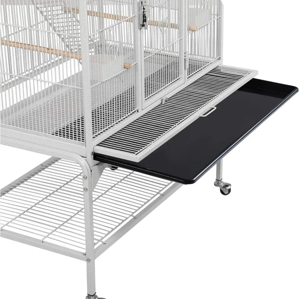 Extra Large Bird Cage 69'' Metal Parrot Cage w/Detachable Stand for Mid-Sized Parrots Cockatiels Conures Budgie Finch pet cage