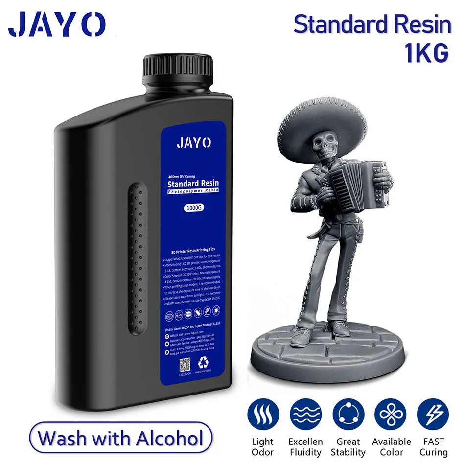 

JAYO/SUNLU 3D Printer Low Shrinkage Resin 1KG 405nm UV Curing Standard Photopolymer Resin for 2K 4K 6K 8K LCD 3D Printers