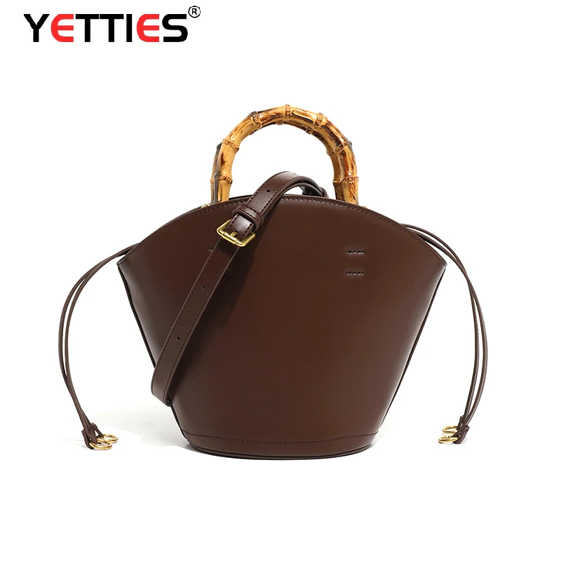 

YETTIES Vintage Creative Shell Shaped Shoulder Bags High Quality Retro Bamboo Joint Handle Handbag Women Office Crossbody Bag