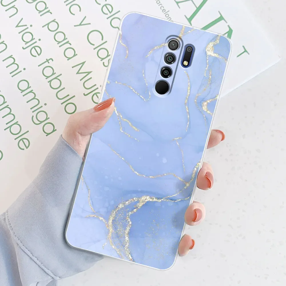 Elegant Watercolor Marble Transparent Silicone Soft TPU Case for 6.53-inch Smartphones - Protective Bumper Back Cover