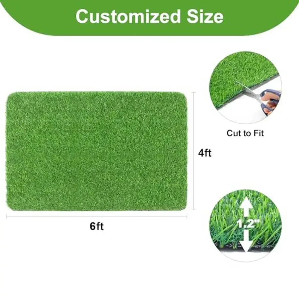 Realistic Artificial Grass Rug 4x6 Ft Dogs with Drain Holes Pet Turf Mat Indoor Outdoor Garden Landscape Non-Slip Dog Potty
