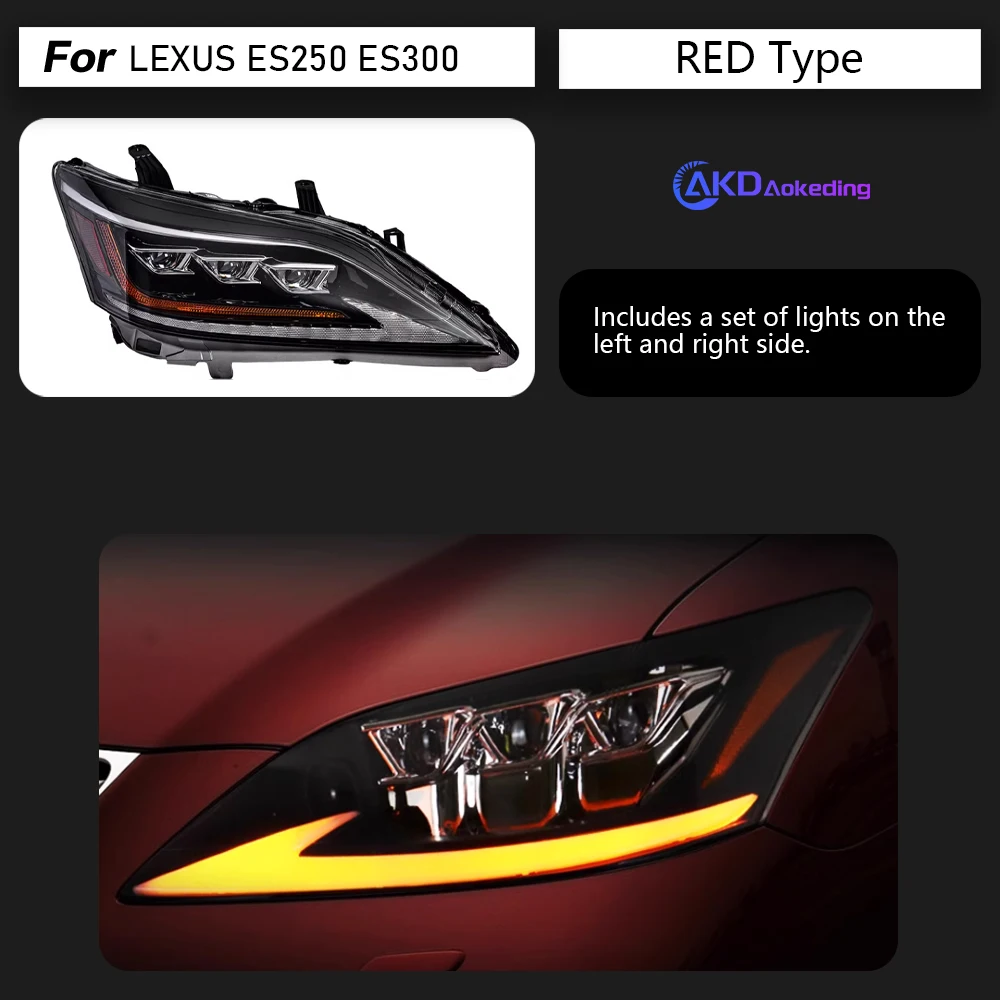 렉서스 ES용 자동차 조명, LED 헤드라이트 2006-2012, ES300, ES350 램프, Drl 프로젝터 렌즈, 자동차 액세서리, ES200, ES240, ES260LED