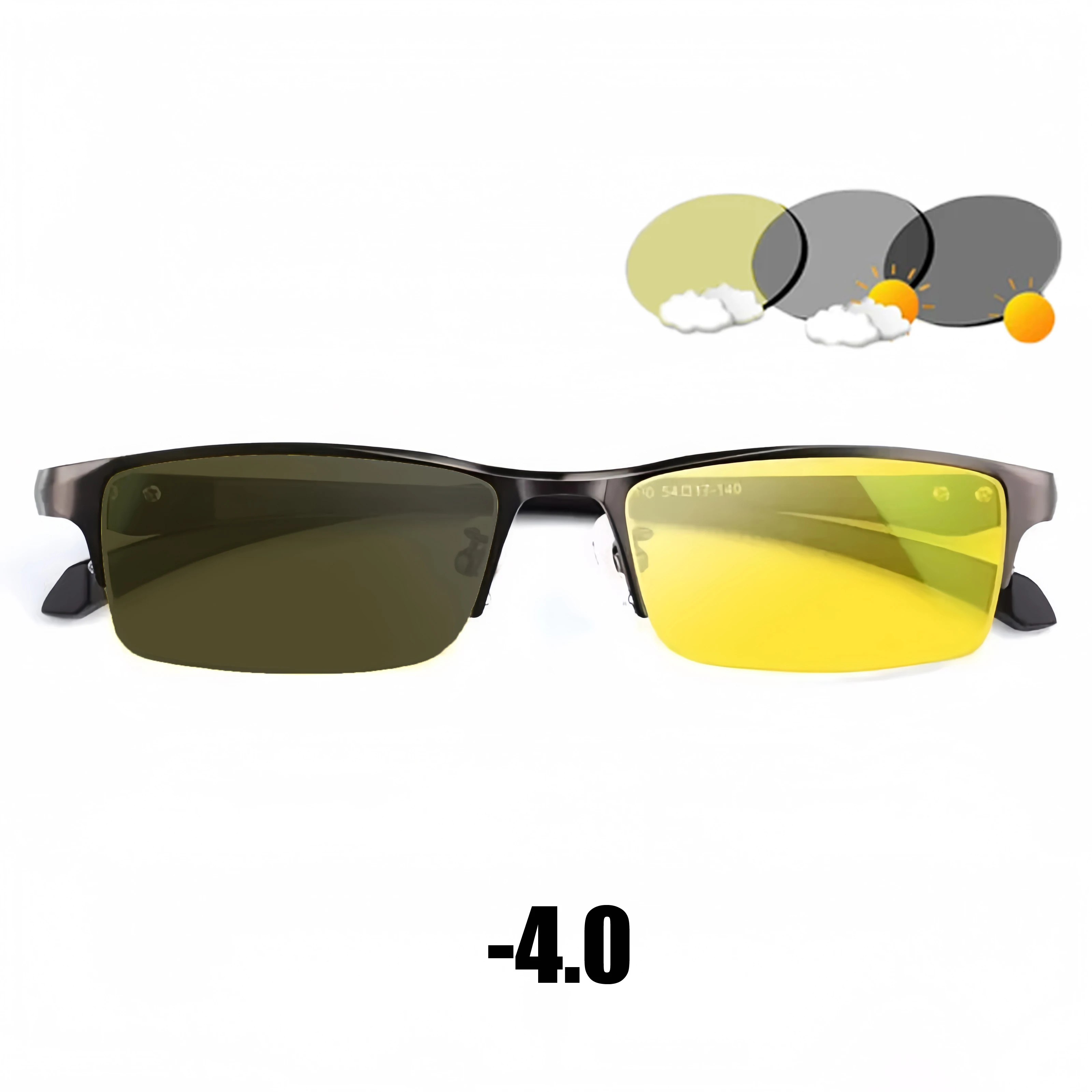 Photochromic Anti-Glare UV Protection Half-Frame Driving Eyewear