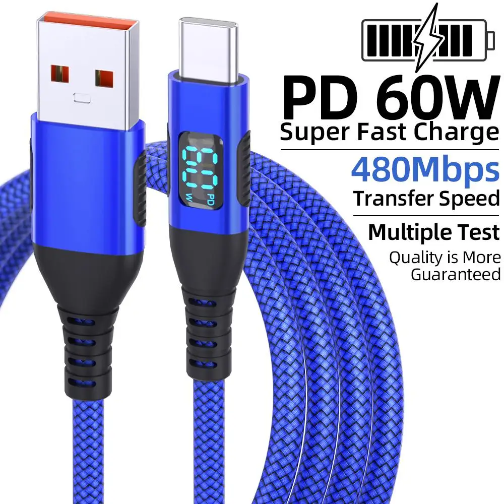 ตัวเลือกสินค้า สายชาร์จ USB-C ถักไนลอน ชาร์จเร็ว ทนทาน