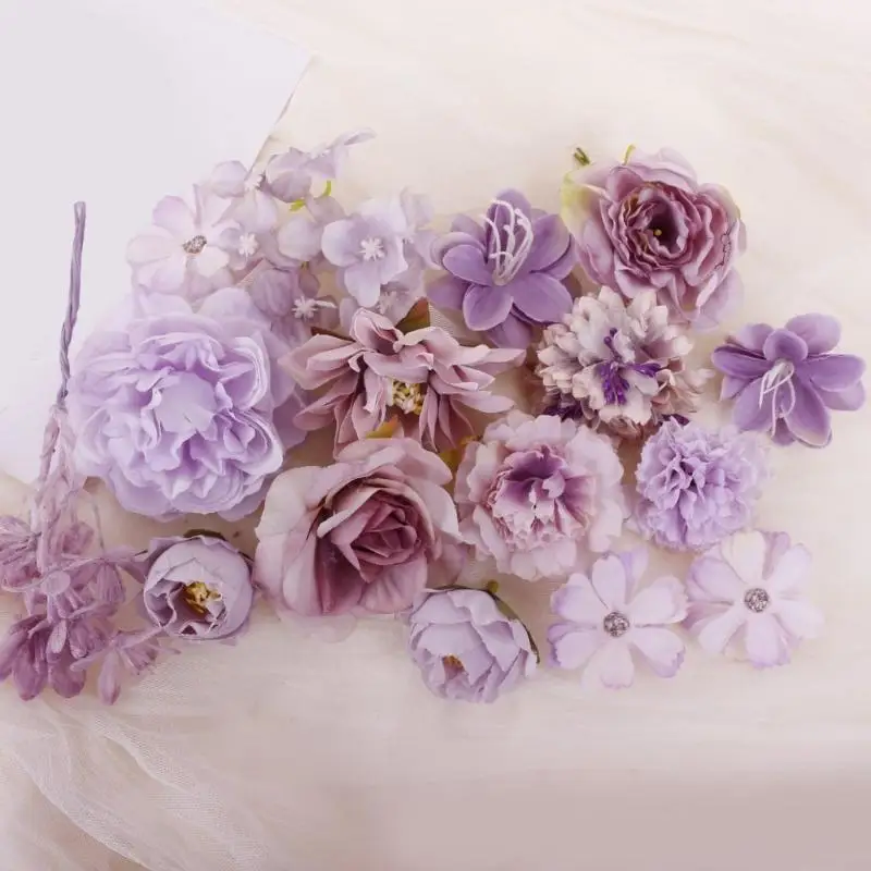 57QA Artificial Flower Head Bridesmaids Wedding Party Wrist Flower Bridal for Home and Event Decoration