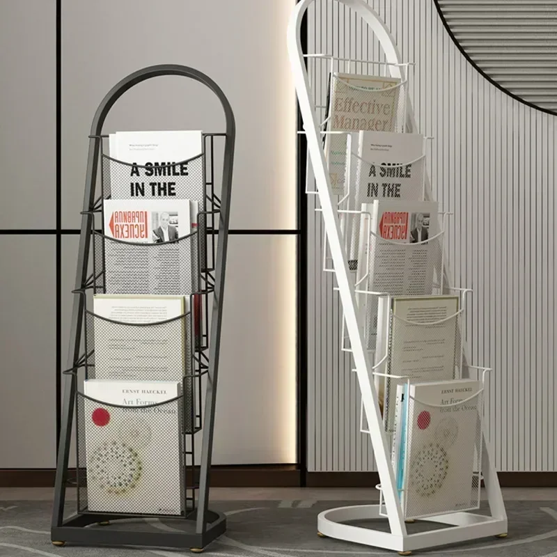Light Luxury Magazine Rack Front Desk Publicity Material Display Office Floor Newspaper Stand Stylish Organizer Display Stand
