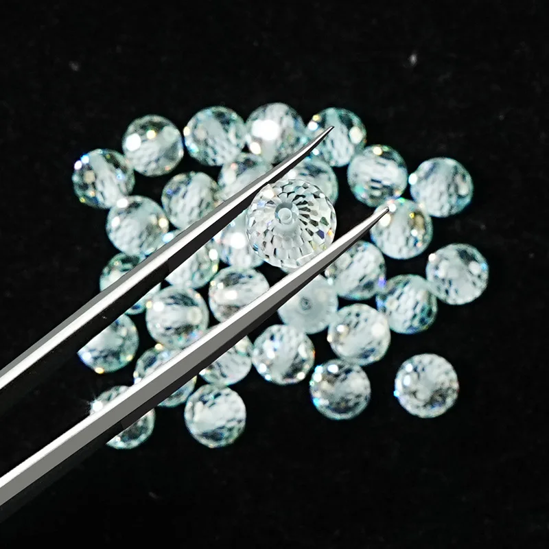 Moissanite New DIY Hand-Spherical Beads Black White Blue Perforated Moissanite Loose Stone Earth Facets Loose Beads New 2023 5