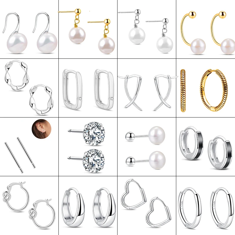 100% 925 Sterling Silver Sparkling Luxury Simple Fashion Heart Moment Hoop Orecchini Di Perle Donna Fine Jewelry Festival Gift
