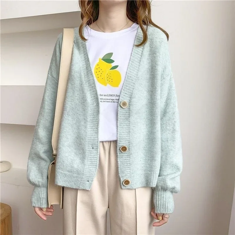 

Women Sweater Cardigan Autumn Solid Cashmere Tops Chic Korean Fashion Winter Knit Jackets 2023 Casual Cardigans College Style