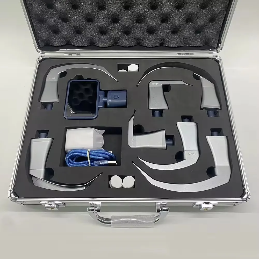 3.2 inch RGB HD Screen Reusable Video Laryngoscope with 7 Blade Anesthesia Video Laryngoscope for Intubation