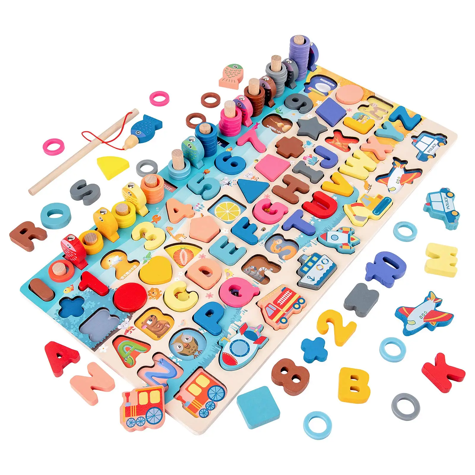 Montessori Wooden Toys Kids Busy Board Animal Math Fishing Numbers Matching Digital Shape Educational Toys For Children Gifts