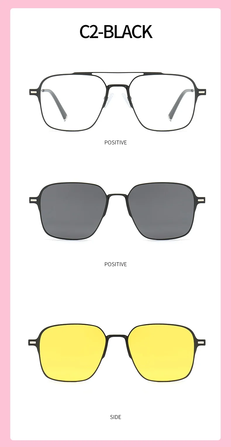 Metall 3 in 1 neuen Stil Magnet clip auf Brille Rahmen Trend polarisierte Sonnenbrille für Männer optische Computer brille uv400 – Detail 13