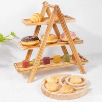3 Tier Serving Tray Wood Tiered Tray Cake Stand Home Decor Party Serving Tray Fruit Bowl Cupcake Stand Kitchen Accessories 2