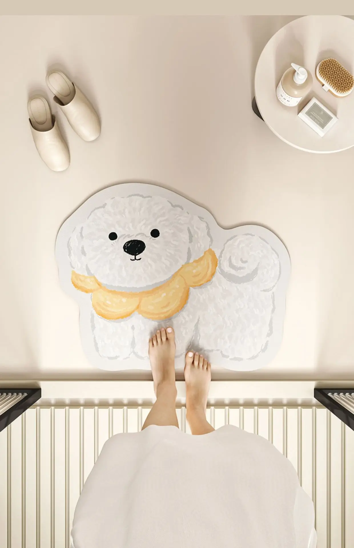 VIKAMA Badezimmermatte mit Cartoon-Hund, Silikagel, wasserabsorbierend, rutschfeste Matte, schnell trocknende Fußmatte für den Toiletteneingang – Detail 3