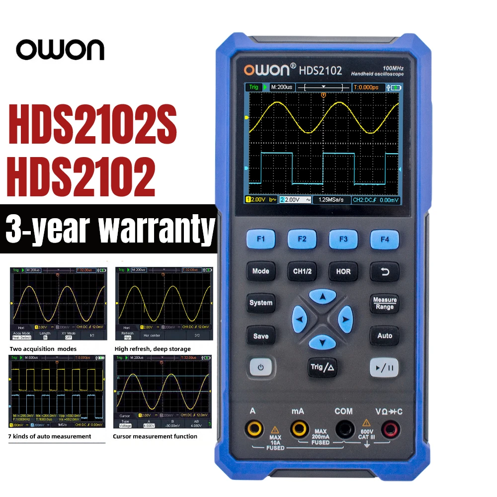 Портативный осциллограф OWON HDS2102S HDS2102 2 канала 100 МГц полоса пропускания 20000