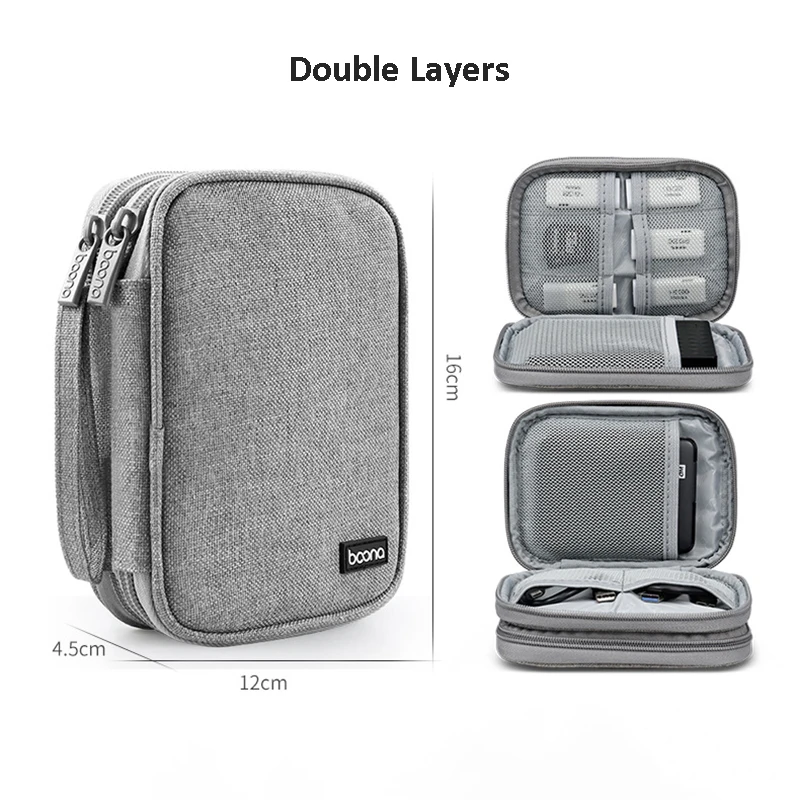 Dual Hard Drive Storage and Electronic Accessories Organizer Bag
