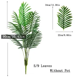 Large Artificial Tropical Palm Tree with Green Monstera Leaves for Home and Garden Decor (90cm 9 Leaves)