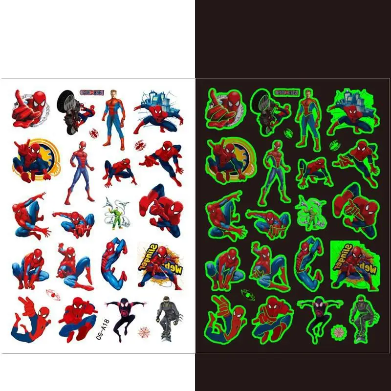 The Avengers Super hero Theme Luminous Tattoo Sticker Spidey Children Arm Face Glowing Tattoo Children Body Art