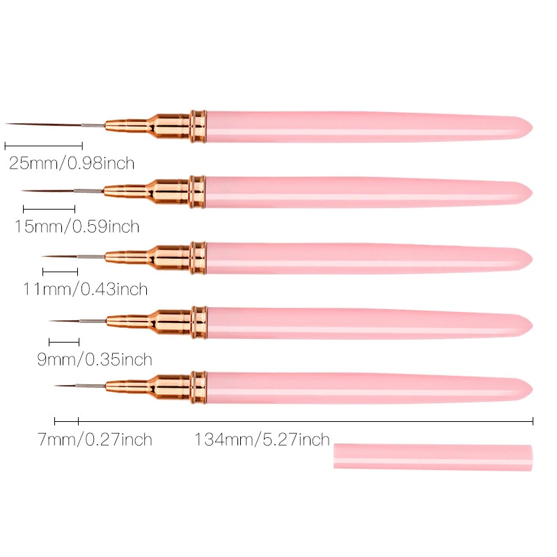 Professional Nail Art Liner Brush Set - 5-Piece Kit for Precision Design and Manicure